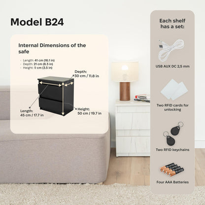 RFID Secure Hidden Vault Nightstand