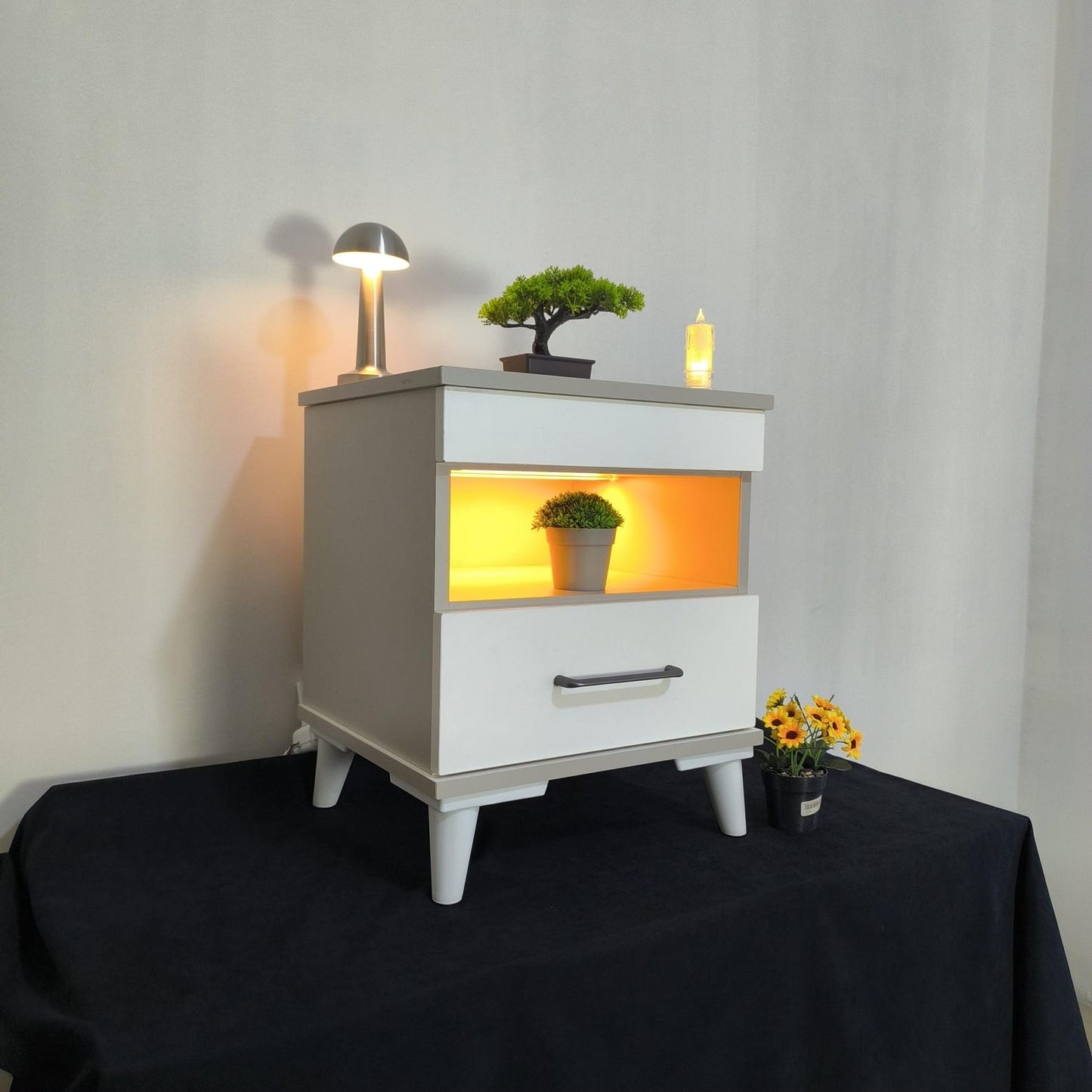 Minimalist LED Hidden Storage Nightstand