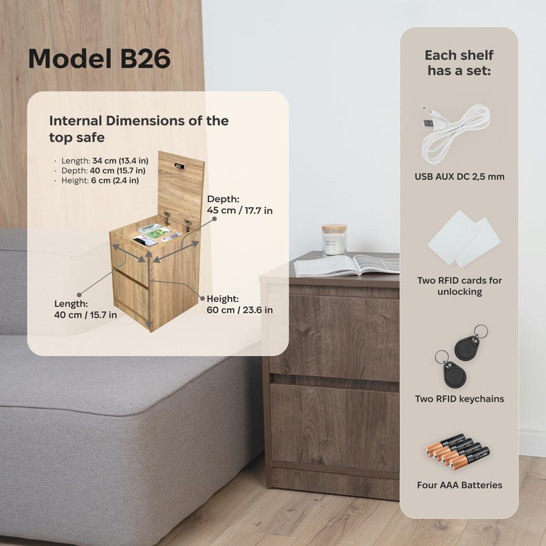 RFID Secure Hidden Compartment Nightstand