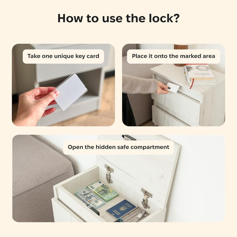 RFID Secure Hidden Vault Nightstand