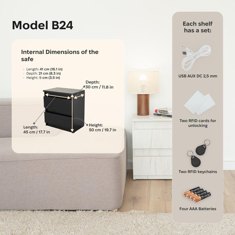 RFID Secure Hidden Vault Nightstand