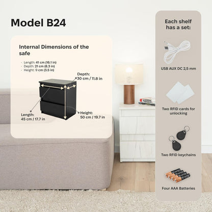 RFID Secure Hidden Vault Nightstand