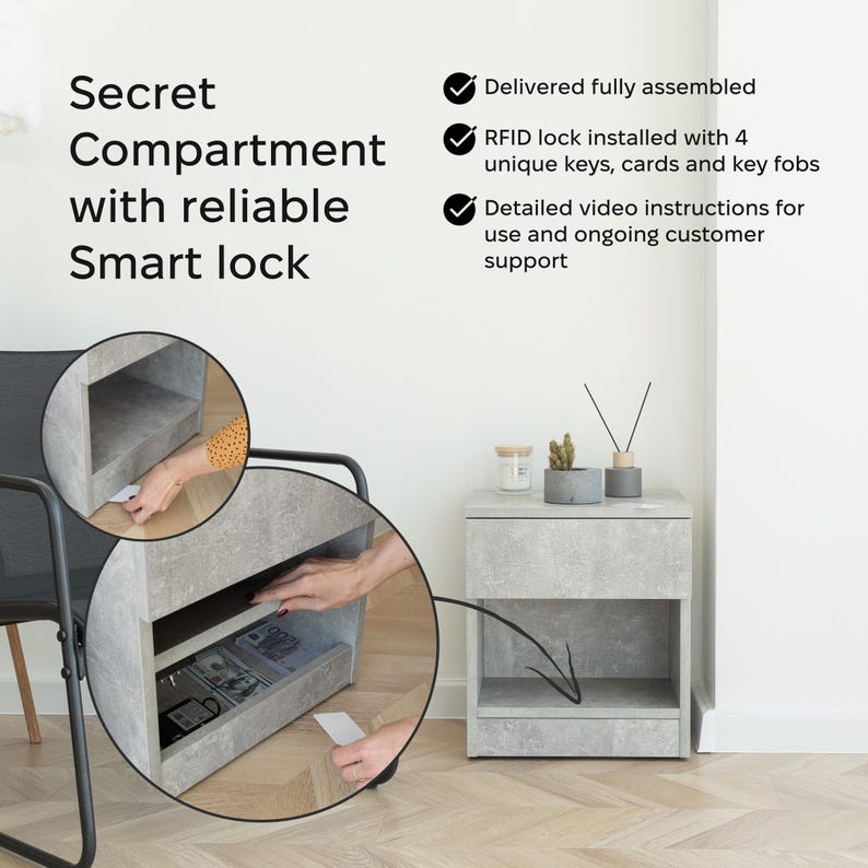 Minimalist RFID Hidden Security Nightstand