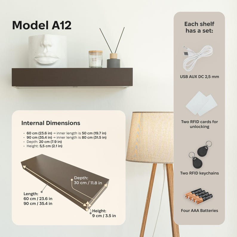 Modern Stealth Floating Security Shelf