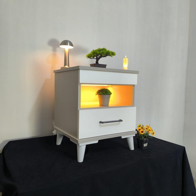 Minimalist LED Hidden Storage Nightstand